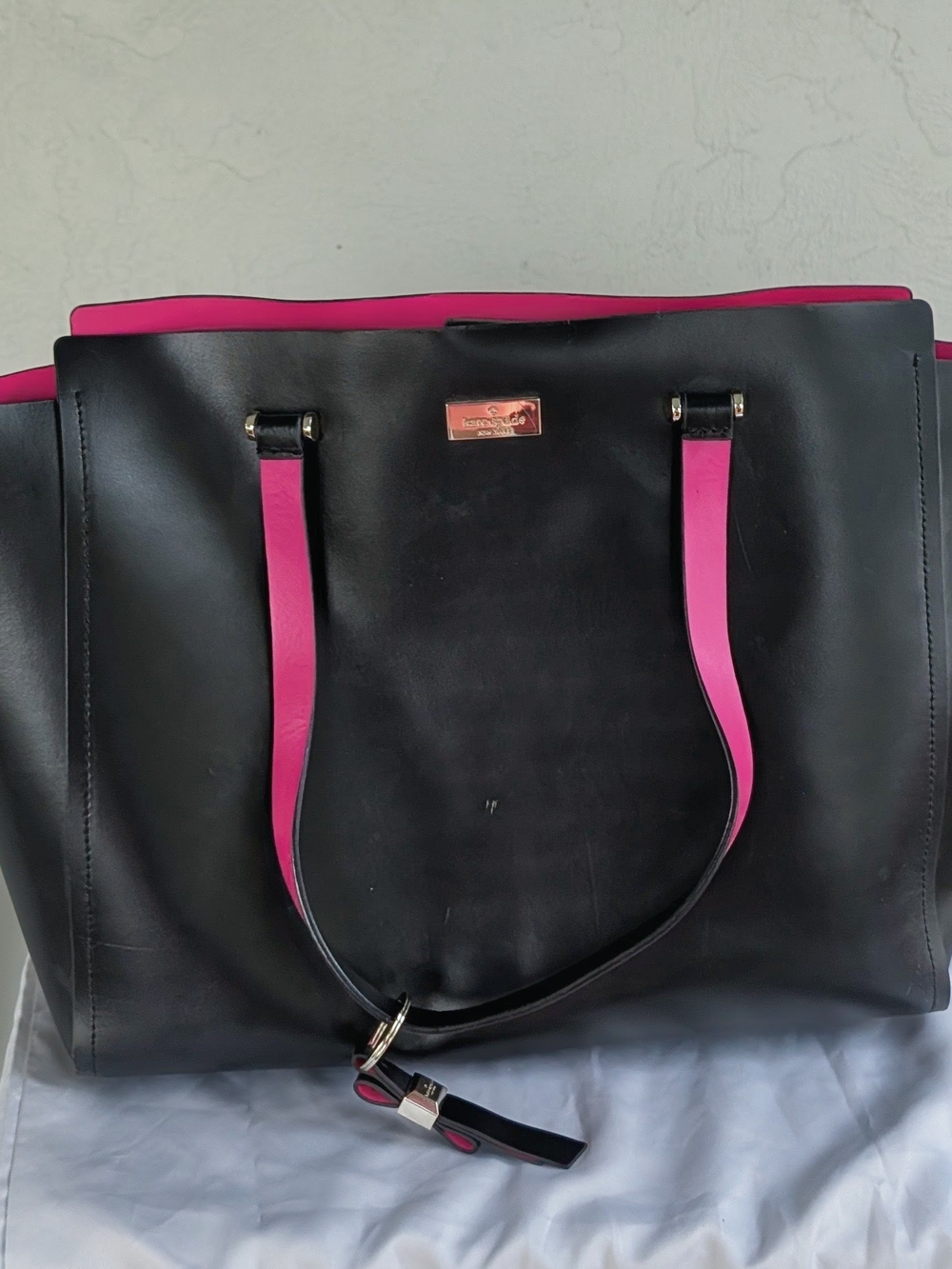 kate spade Black Tote with Hot Pink Trim and Handles
